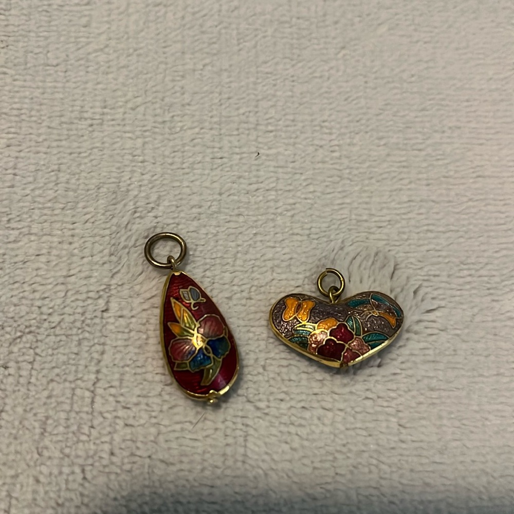 Vintage Enamel Floral Pendants